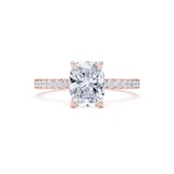 Goldsmiths 18ct Rose Gold 1.70cttw Elongated Cushion Cut Lab Grown Diamond Set Shoulder Solitaire Engagement Ring - Ring Size I.5