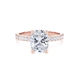 Goldsmiths 18ct Rose Gold 2.20cttw Elongated Cushion Cut Lab Grown Diamond Set Shoulder Solitaire Engagement Ring - Ring Size G.5