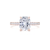 Goldsmiths 18ct Rose Gold 2.20cttw Elongated Cushion Cut Lab Grown Diamond Set Shoulder Solitaire Engagement Ring - Ring Size G.5