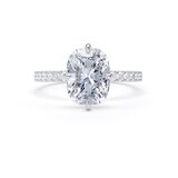 Goldsmiths Platinum Compass Set 2.70cttw Cushion Lab Grown Diamond Set Shoulder Solitaire Engagement Ring - Ring Size X.5