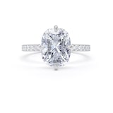 Goldsmiths Platinum Compass Set 3.25cttw Cushion Lab Grown Diamond Set Shoulder Solitaire Engagement Ring - Ring Size N.5