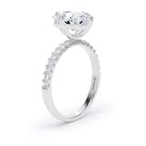 Goldsmiths Platinum Compass Set 3.25cttw Cushion Lab Grown Diamond Set Shoulder Solitaire Engagement Ring - Ring Size N.5