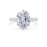 Goldsmiths Platinum Compass Set 4.25cttw Cushion Lab Grown Diamond Set Shoulder Solitaire Engagement Ring - Ring Size F.5