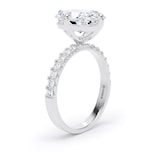 Goldsmiths Platinum Compass Set 4.25cttw Cushion Lab Grown Diamond Set Shoulder Solitaire Engagement Ring - Ring Size F.5