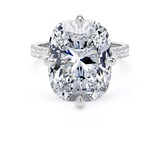 Goldsmiths Platinum Compass Set 10.25cttw Cushion Lab Grown Diamond Set Shoulder Solitaire Engagement Ring - Ring Size H