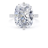 Goldsmiths Platinum Compass Set 10.25cttw Cushion Lab Grown Diamond Set Shoulder Solitaire Engagement Ring - Ring Size H
