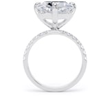 Goldsmiths Platinum Compass Set 10.25cttw Cushion Lab Grown Diamond Set Shoulder Solitaire Engagement Ring - Ring Size H