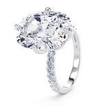 Goldsmiths Platinum Compass Set 10.25cttw Cushion Lab Grown Diamond Set Shoulder Solitaire Engagement Ring - Ring Size H