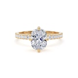 Goldsmiths 18ct Yellow Gold Compass Set 1.70cttw Cushion Lab Grown Diamond Set Shoulder Solitaire Engagement Ring - Ring Size K.5
