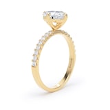 Goldsmiths 18ct Yellow Gold Compass Set 1.70cttw Cushion Lab Grown Diamond Set Shoulder Solitaire Engagement Ring - Ring Size K.5