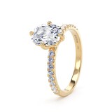Goldsmiths 18ct Yellow Gold Compass Set 1.70cttw Cushion Lab Grown Diamond Set Shoulder Solitaire Engagement Ring - Ring Size K.5