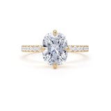 Goldsmiths 18ct Yellow Gold Compass Set 2.20cttw Cushion Lab Grown Diamond Set Shoulder Solitaire Engagement Ring - Ring Size T.5