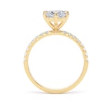 Goldsmiths 18ct Yellow Gold Compass Set 2.20cttw Cushion Lab Grown Diamond Set Shoulder Solitaire Engagement Ring - Ring Size T.5