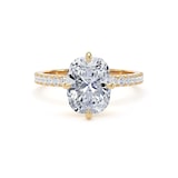 Goldsmiths 18ct Yellow Gold Compass Set 2.70cttw Cushion Lab Grown Diamond Set Shoulder Solitaire Engagement Ring - Ring Size L.5