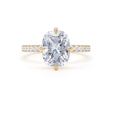 Goldsmiths 18ct Yellow Gold Compass Set 2.70cttw Cushion Lab Grown Diamond Set Shoulder Solitaire Engagement Ring - Ring Size L.5