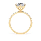 Goldsmiths 18ct Yellow Gold Compass Set 2.70cttw Cushion Lab Grown Diamond Set Shoulder Solitaire Engagement Ring - Ring Size L.5