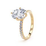 Goldsmiths 18ct Yellow Gold Compass Set 2.70cttw Cushion Lab Grown Diamond Set Shoulder Solitaire Engagement Ring - Ring Size L.5