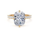 Goldsmiths 18ct Yellow Gold Compass Set 4.25cttw Cushion Lab Grown Diamond Set Shoulder Solitaire Engagement Ring - Ring Size M