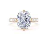Goldsmiths 18ct Yellow Gold Compass Set 4.25cttw Cushion Lab Grown Diamond Set Shoulder Solitaire Engagement Ring - Ring Size M