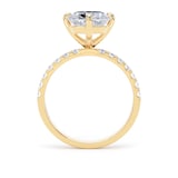 Goldsmiths 18ct Yellow Gold Compass Set 4.25cttw Cushion Lab Grown Diamond Set Shoulder Solitaire Engagement Ring - Ring Size M