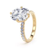 Goldsmiths 18ct Yellow Gold Compass Set 4.25cttw Cushion Lab Grown Diamond Set Shoulder Solitaire Engagement Ring - Ring Size M
