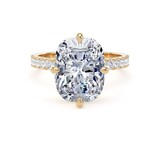 Goldsmiths 18ct Yellow Gold Compass Set 5.25cttw Cushion Lab Grown Diamond Set Shoulder Solitaire Engagement Ring - Ring Size G