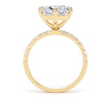 Goldsmiths 18ct Yellow Gold Compass Set 5.25cttw Cushion Lab Grown Diamond Set Shoulder Solitaire Engagement Ring - Ring Size G
