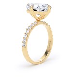 Goldsmiths 18ct Yellow Gold Compass Set 5.25cttw Cushion Lab Grown Diamond Set Shoulder Solitaire Engagement Ring - Ring Size G