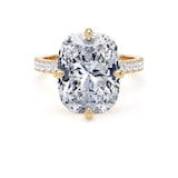 Goldsmiths 18ct Yellow Gold Compass Set 7.25cttw Cushion Lab Grown Diamond Set Shoulder Solitaire Engagement Ring - Ring Size G
