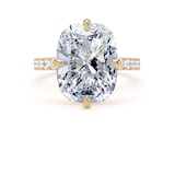 Goldsmiths 18ct Yellow Gold Compass Set 7.25cttw Cushion Lab Grown Diamond Set Shoulder Solitaire Engagement Ring - Ring Size G