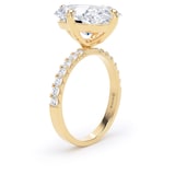 Goldsmiths 18ct Yellow Gold Compass Set 7.25cttw Cushion Lab Grown Diamond Set Shoulder Solitaire Engagement Ring - Ring Size G