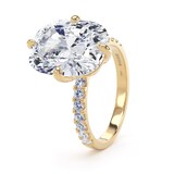 Goldsmiths 18ct Yellow Gold Compass Set 7.25cttw Cushion Lab Grown Diamond Set Shoulder Solitaire Engagement Ring - Ring Size G