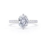 Goldsmiths 18ct White Gold Compass Set 1.70cttw Cushion Lab Grown Diamond Set Shoulder Solitaire Engagement Ring - Ring Size G