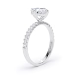 Goldsmiths 18ct White Gold Compass Set 1.70cttw Cushion Lab Grown Diamond Set Shoulder Solitaire Engagement Ring - Ring Size G