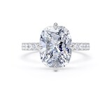 Goldsmiths 18ct White Gold Compass Set 4.25cttw Cushion Lab Grown Diamond Set Shoulder Solitaire Engagement Ring - Ring Size L.5