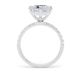 Goldsmiths 18ct White Gold Compass Set 4.25cttw Cushion Lab Grown Diamond Set Shoulder Solitaire Engagement Ring - Ring Size L.5