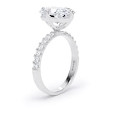 Goldsmiths 18ct White Gold Compass Set 4.25cttw Cushion Lab Grown Diamond Set Shoulder Solitaire Engagement Ring - Ring Size L.5