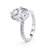 Goldsmiths 18ct White Gold Compass Set 4.25cttw Cushion Lab Grown Diamond Set Shoulder Solitaire Engagement Ring - Ring Size L.5
