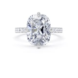 Goldsmiths 18ct White Gold Compass Set 5.25cttw Cushion Lab Grown Diamond Set Shoulder Solitaire Engagement Ring - Ring Size W.5