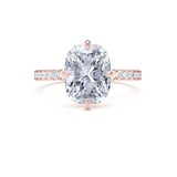 Goldsmiths 18ct Rose Gold Compass Set 3.25cttw Cushion Lab Grown Diamond Set Shoulder Solitaire Engagement Ring - Ring Size L.5