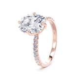 Goldsmiths 18ct Rose Gold Compass Set 3.25cttw Cushion Lab Grown Diamond Set Shoulder Solitaire Engagement Ring - Ring Size L.5