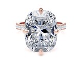 Goldsmiths 18ct Rose Gold Compass Set 10.25cttw Cushion Lab Grown Diamond Set Shoulder Solitaire Engagement Ring - Ring Size X.5