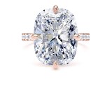 Goldsmiths 18ct Rose Gold Compass Set 10.25cttw Cushion Lab Grown Diamond Set Shoulder Solitaire Engagement Ring - Ring Size X.5