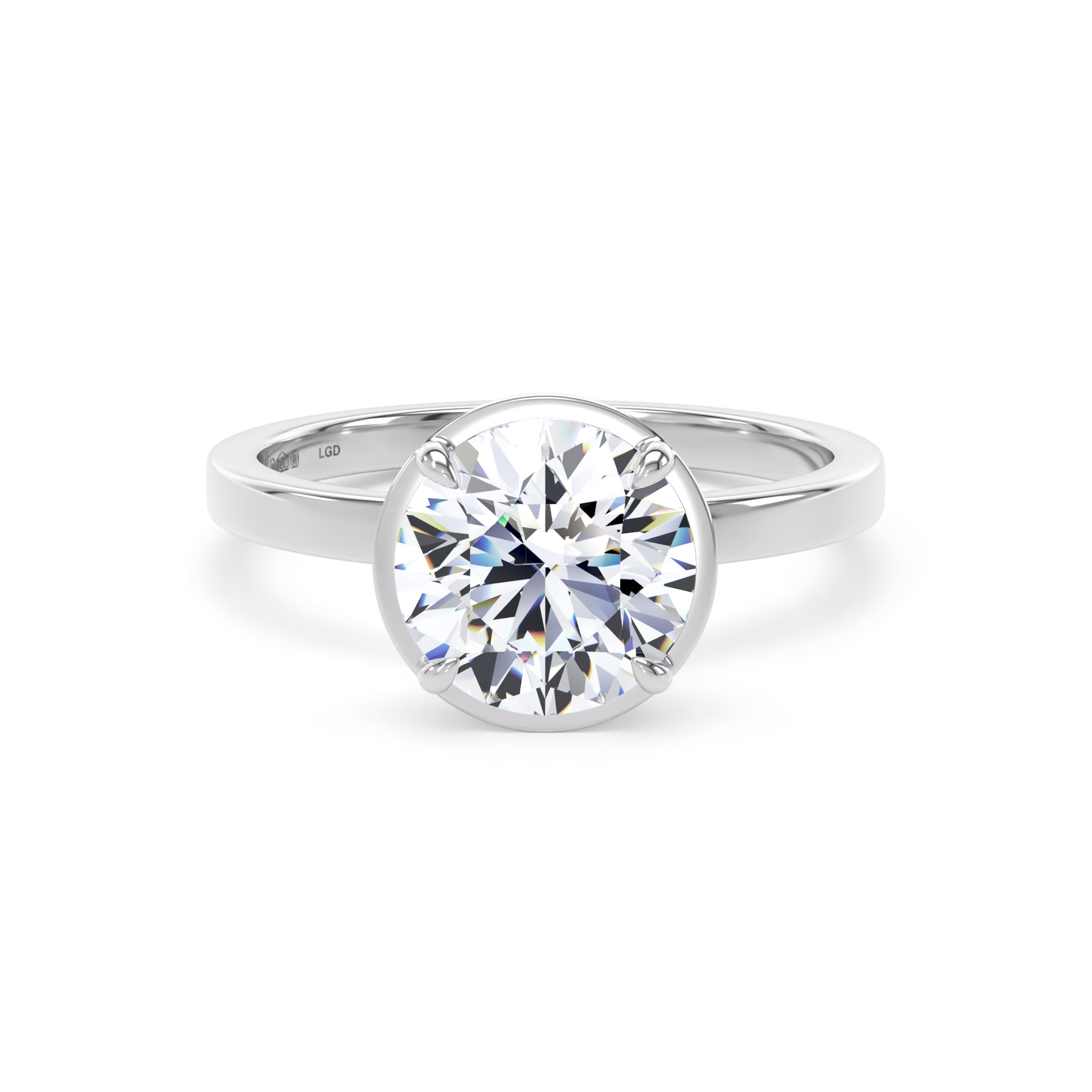 Platinum 2.12cttw Brilliant Cut Lab Grown Diamond Hidden Halo Solitaire Engagement Ring