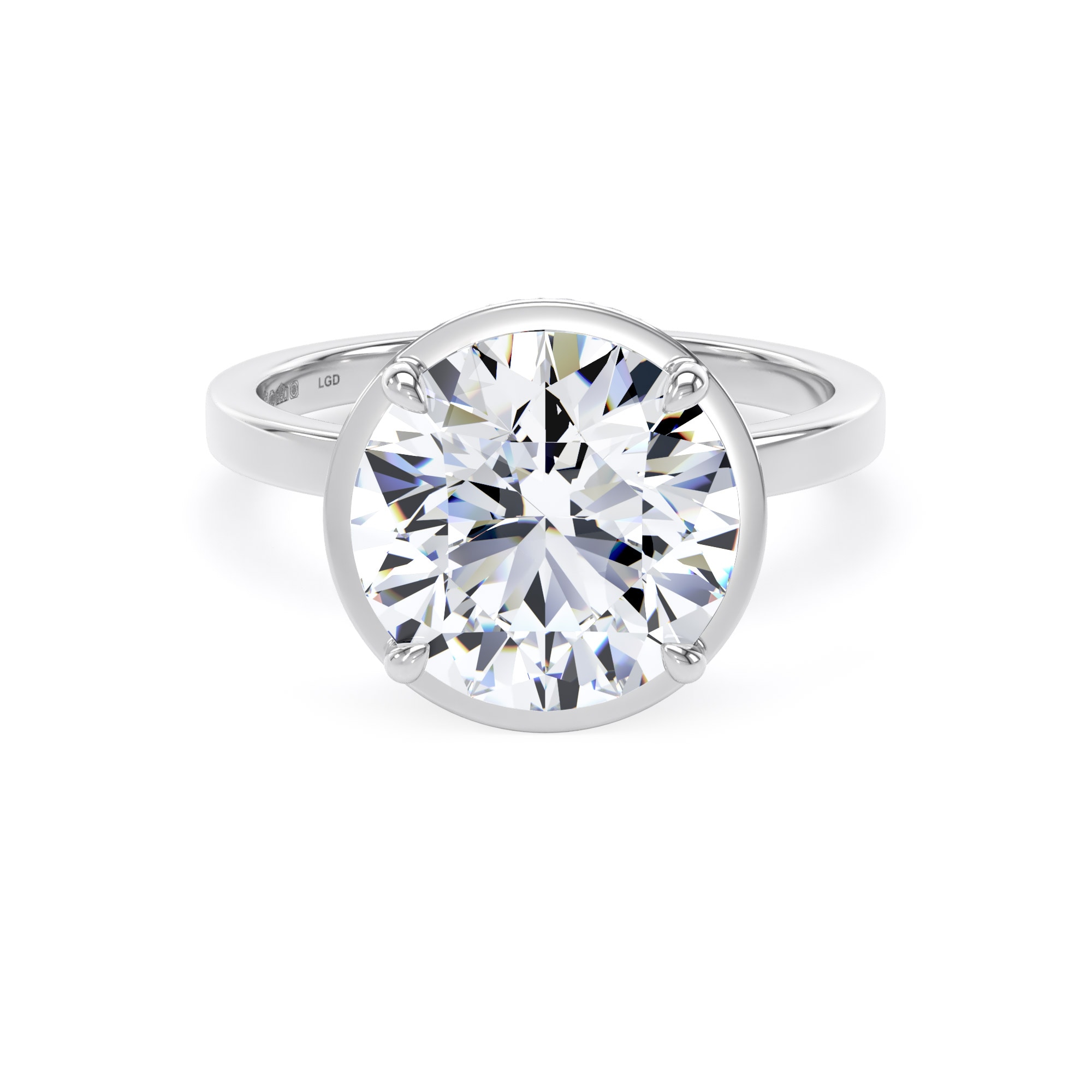 Platinum 4.16cttw Brilliant Cut Lab Grown Diamond Hidden Halo Solitaire Engagement Ring