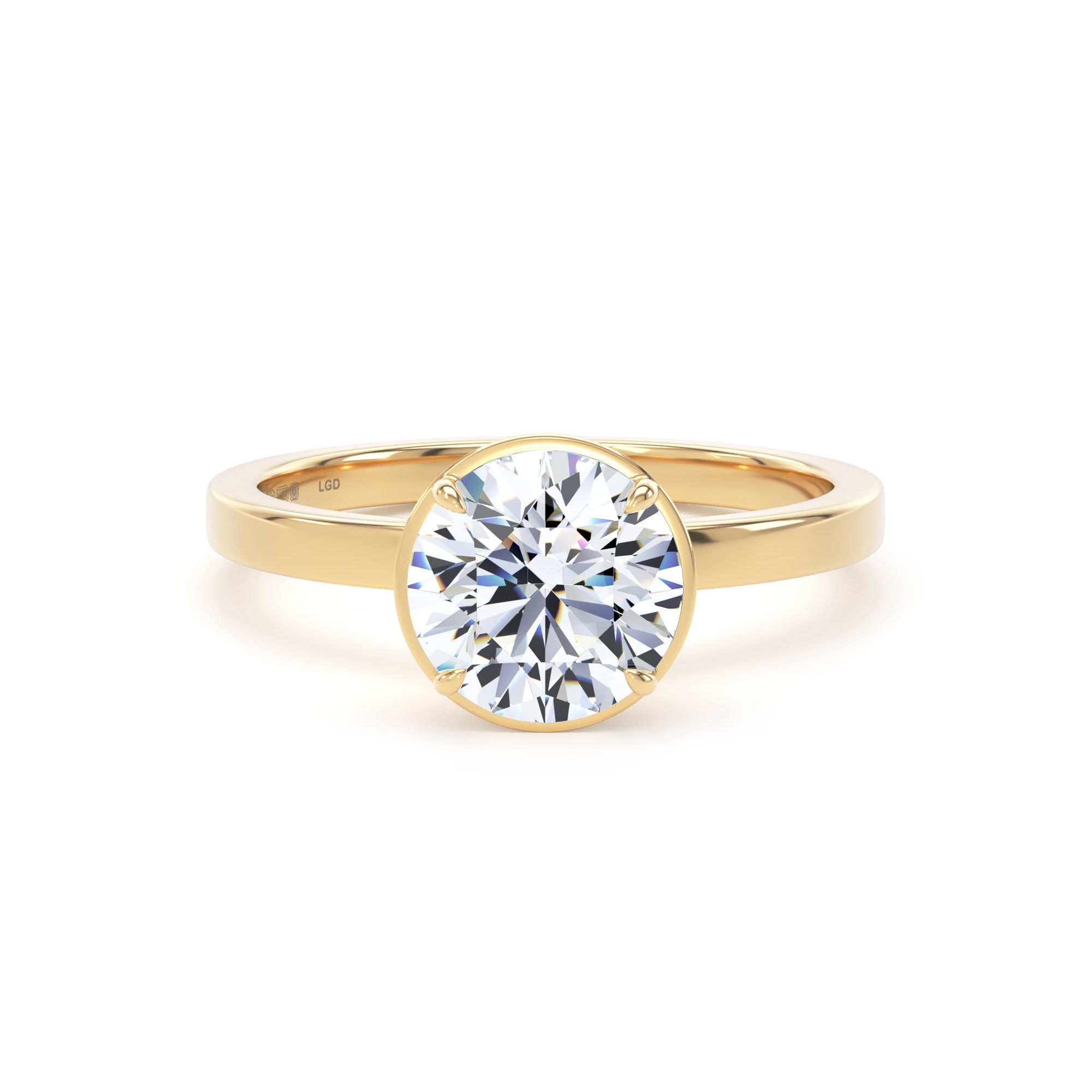 18ct Yellow Gold 1.61cttw Brilliant Cut Lab Grown Diamond Hidden Halo Solitaire Engagement Ring