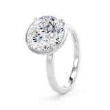 Goldsmiths 18ct White Gold 4.16cttw Brilliant Cut Lab Grown Diamond Hidden Halo Solitaire Engagement Ring - Ring Size J