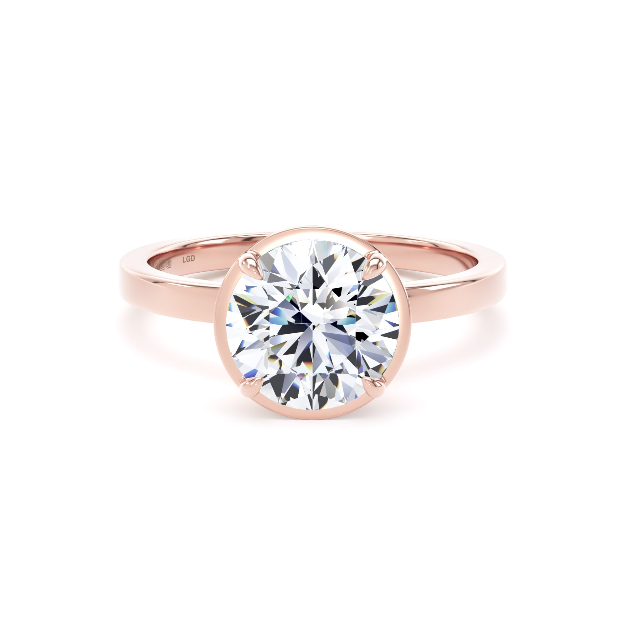 18ct Rose Gold 2.12cttw Brilliant Cut Lab Grown Diamond Hidden Halo Solitaire Engagement Ring