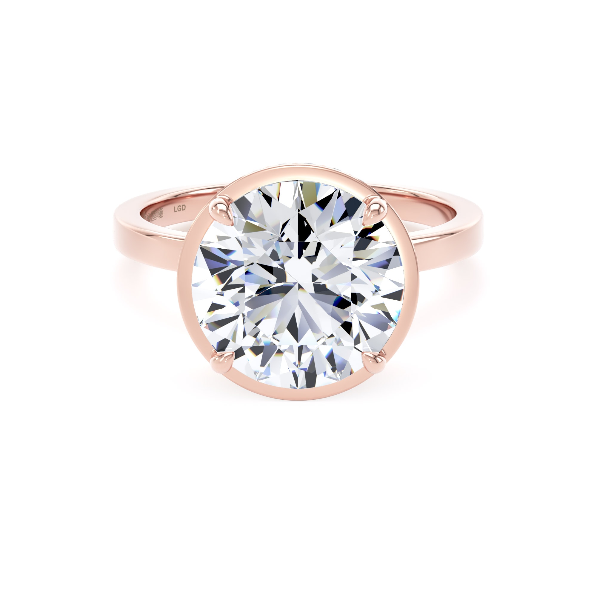 18ct Rose Gold 4.16cttw Brilliant Cut Lab Grown Diamond Hidden Halo Solitaire Engagement Ring