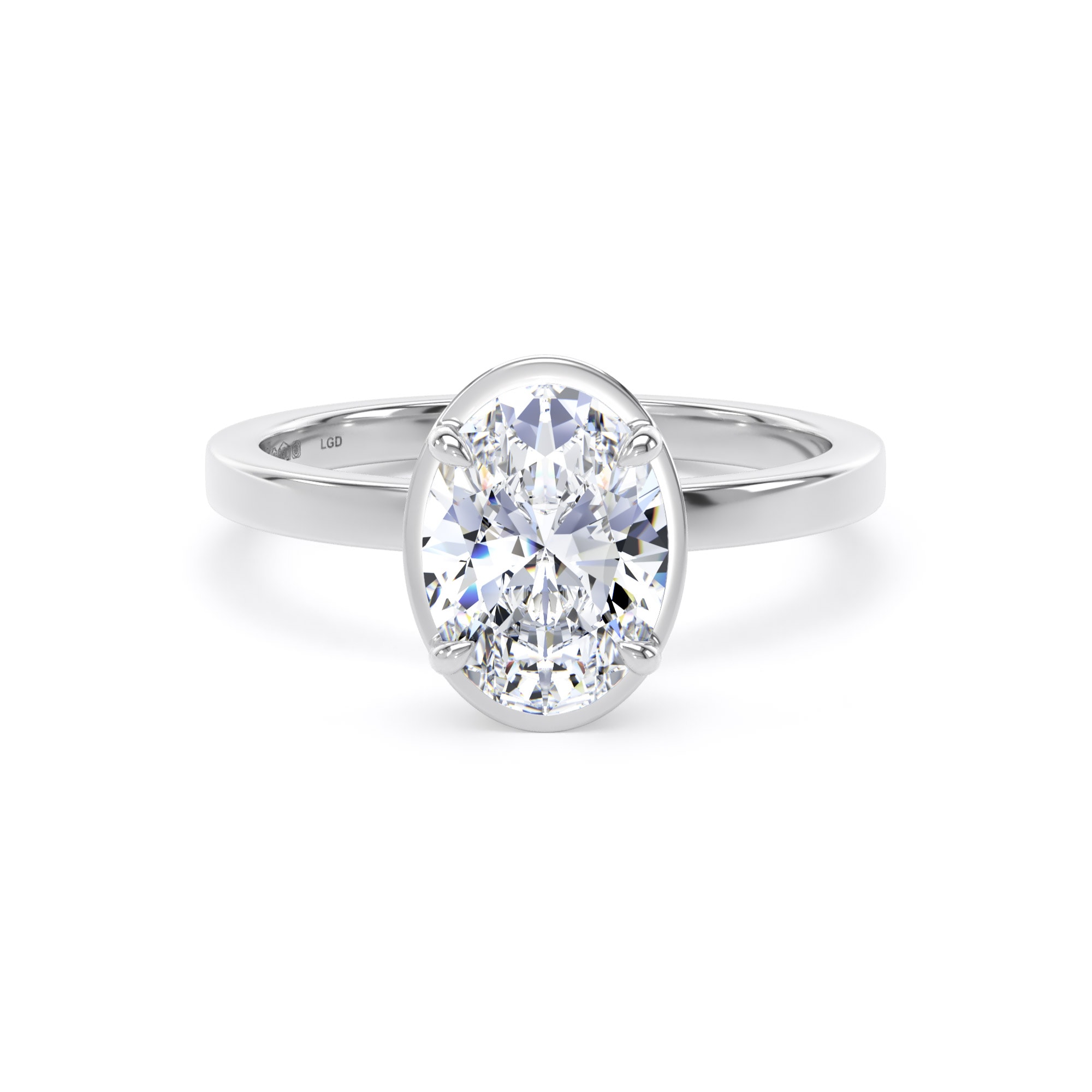 Platinum 1.62cttw Oval Cut Lab Grown Diamond Hidden Halo Solitaire Engagement Ring
